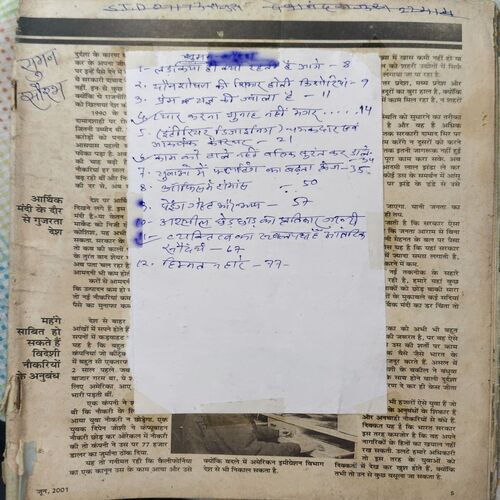 Suman Saurav ( June 2001 ) ( Damaged book , coverless & cut on whole pages )