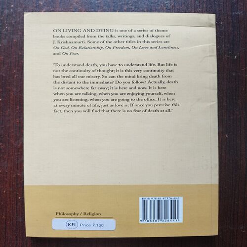 On Living And Dying ( J . Krishnamurti ) Total Page =142