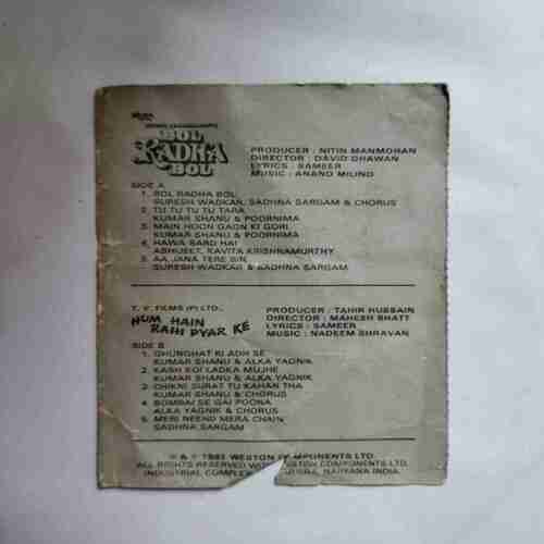Document 3_108 AUDIO CASSETTES ; BOL RADHA BOL & HUM HAIN RAHI PYAR KE