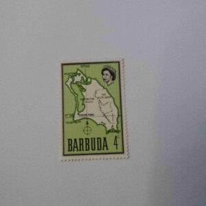 Document 4_41 BARBUDA 4 Cent POSTAGE , MAP SERIES 1968 STAMP