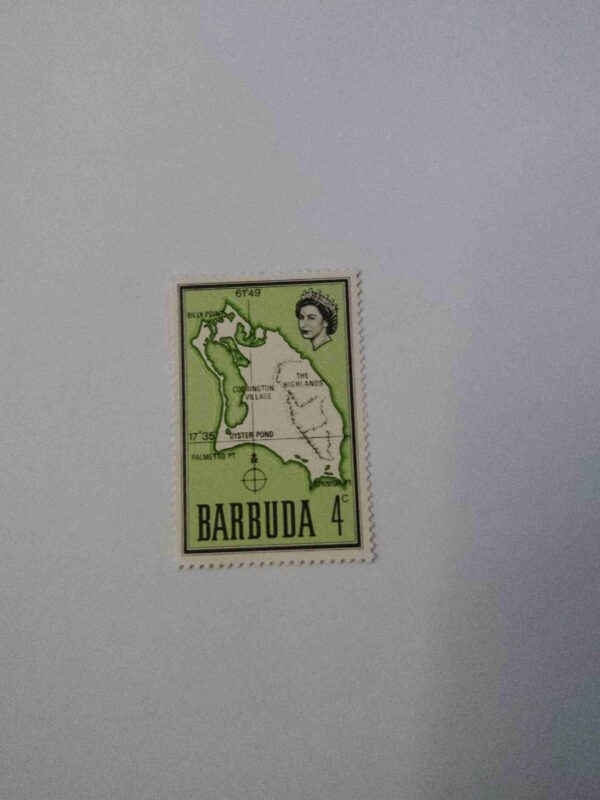 Document 4_41 BARBUDA 4 Cent POSTAGE , MAP SERIES 1968 STAMP