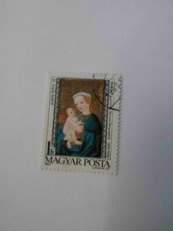Document 4_47 MAGYAR POSTA 1Ft POSTAGE , KARACSONY '84 MADONNA A GYERMEK JEZUSAL , TRENCSENBOL ( 1440-1450 )1984 STAMP
