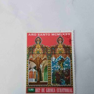 Document_11 EQUATORIAL GUINEA 75 PASCUA POSTAGE , 1,50 EKUELE ( 1975 STAMP )ANO SANTO MCMLXXV