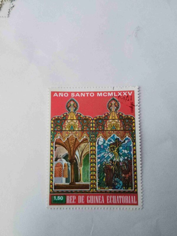 EQUATORIAL GUINEA 75 PASCUA POSTAGE , 1,50 EKUELE ( 1975 STAMP )ANO SANTO MCMLXXV