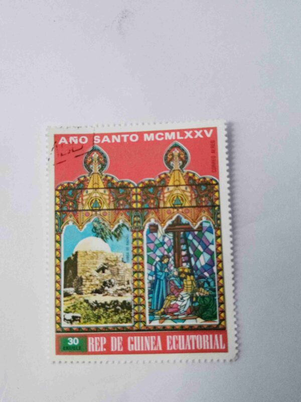 Document_19 EQUATORIAL GUINEA 75 PASCUA POSTAGE , 30 EKUELE ( 1975 STAMP )ANO SANTO MCMLXXV