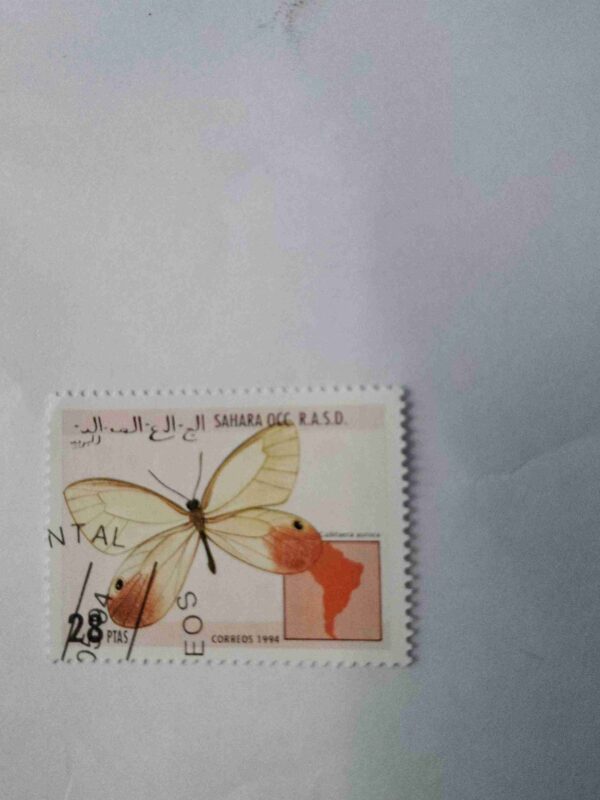 Document_21 CALLITAERA AURORA BUTTERFLY 28PTAS POSTAGE , 1994 STAMP SAHARA OCC. R.A.S.D.