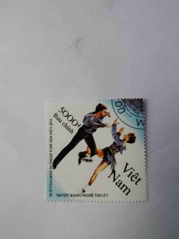 Document_47 VIETNAMESE DONG 5000d POSTAGE , 1992 ALBERTVILLE WINTER OLYMPICS AND DEPICTS
