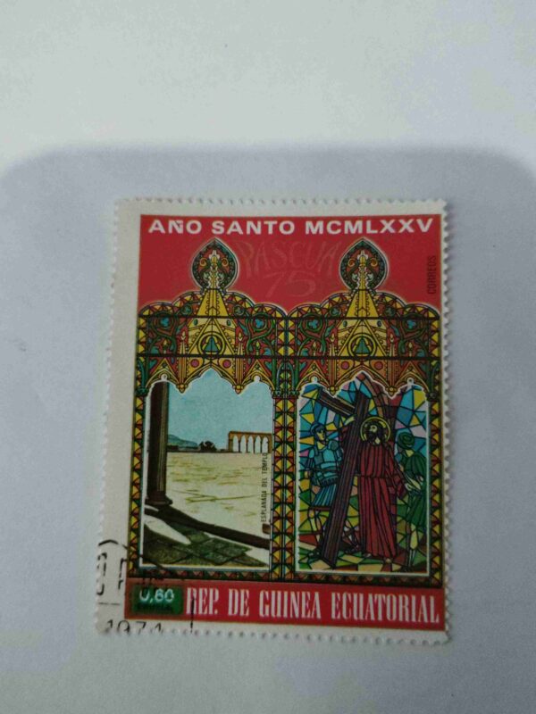 Document_9 EQUATORIAL GUINEA 75 PASCUA POSTAGE , 0,60 EKUELE ( 1975 STAMP )ANO SANTO MCMLXXV