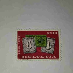 HELVETIA 20P POSTAGE STAMP 1843-1968 HELVETIA 20P POSTAGE STAMP 1843-1968