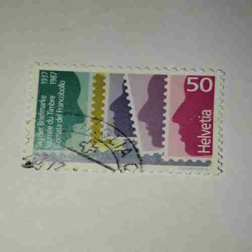 HELVETIA 50P POSTAGE STAMP 1937-1987 HELVETIA 50P POSTAGE STAMP 1937-1987