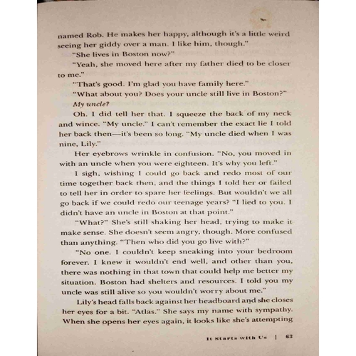 It Starts With Us ( By=Colleen Hoover ) (Total page no=323 )