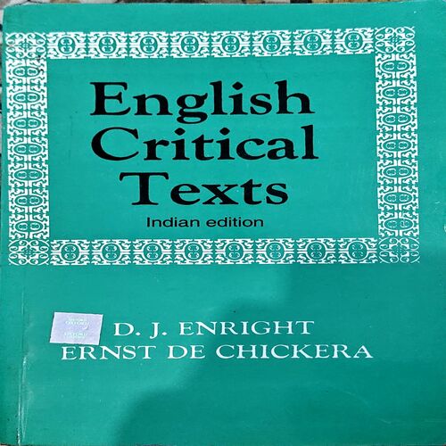 English Critical Texts (By D J Enright Ernst De Chikera) (Total pages 398)