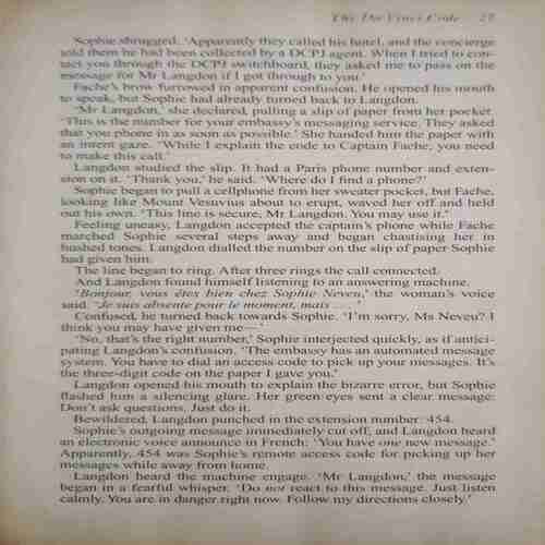 Document 2_35 The Da Vinci Code( By=Dan Brown ) , Up and Down in the Dales( By=Gervase Phinn ) ,The return of the Dancing master( By=Heninng mankell ) , A Gathering Light ( By= Jennifer Donnelly ,) (Total page no=539 )