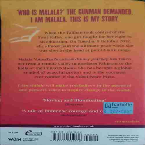 I am malala , By= (Malala Yousafzai ) page no= (293)