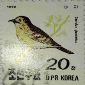 DPR KOREA 20 POSTAGE , GARRULUS GLANDARIUS 1990 STAMP DPR KOREA 20 POSTAGE , GARRULUS GLANDARIUS 1990 STAMP