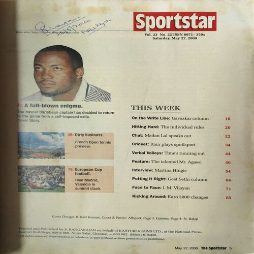Document_11 Sportstar ( 27th May 2000 ) ( No Poster Inside )