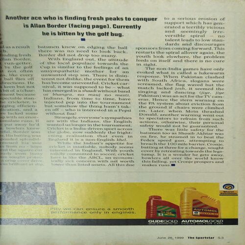Document_38 Sportstar ( 26th June 1999 ) ( No Poster Inside )