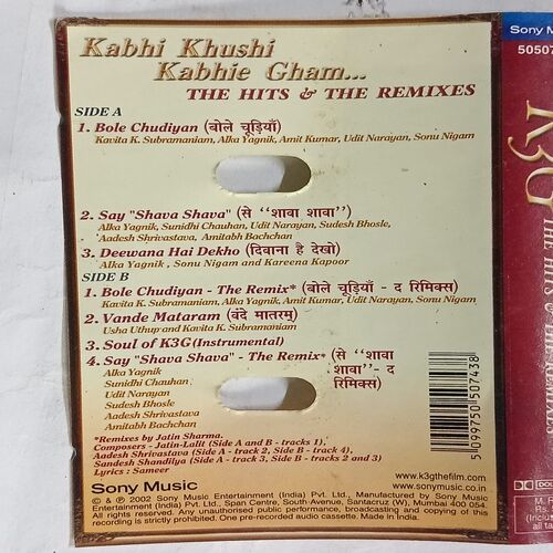 Document 2_23 AUDIO CASSETTES ; YASH JOHAR'S K3G , THE HITS & THE REMIXES