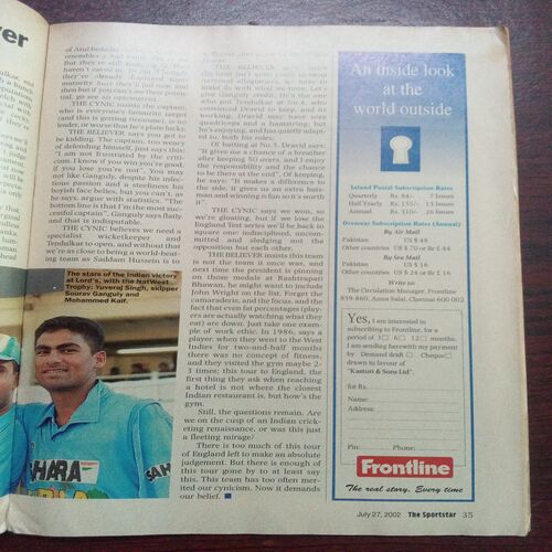 The Sportstar ( July 2002 ) The Sportstar ( July 2002 )