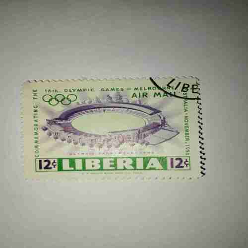 LIBERIA 12 POSTAGE 1956 STAMP LIBERIA 12 POSTAGE 1956 STAMP