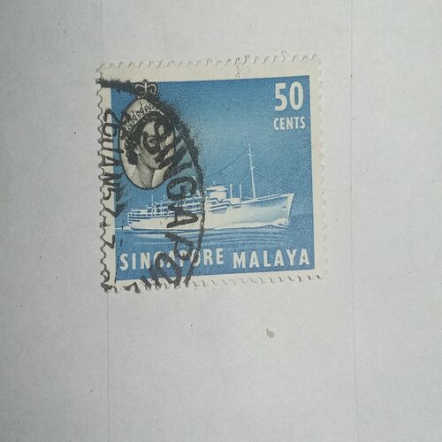 USED - SINGAPORE MALAYA 50CENT POSTAGE STAMP USED - SINGAPORE MALAYA 50CENT POSTAGE STAMP