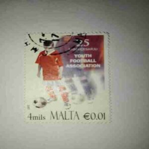 MALTA 4mils POSTAGE , 25 ANNIVERSARJU YOUTH FOOTBALL ASSOCIATION STAMP MALTA 4mils POSTAGE , 25 ANNIVERSARJU YOUTH FOOTBALL ASSOCIATION STAMP