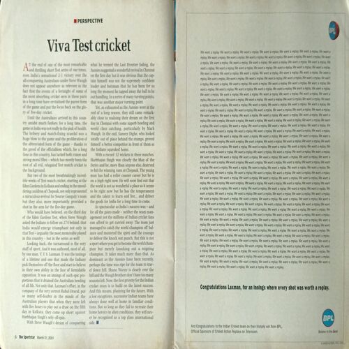 Sportstar (March 31, 2001) with poster.