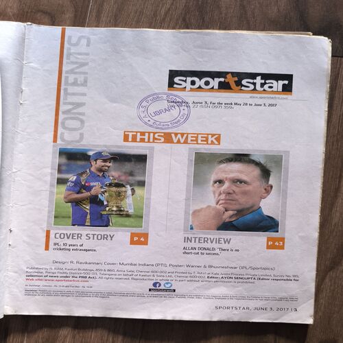 SportStar ( Saturday , 3 June , 2017 ) Page no-29to36 Missing