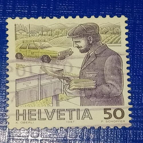 USED - HELVETIA 50 POSTAGE STAMP USED - HELVETIA 50 POSTAGE STAMP