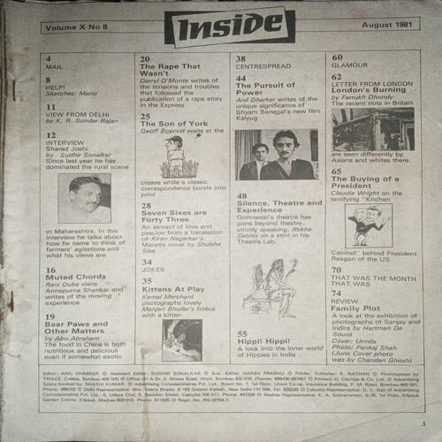 Debonair ( August 1981 ) ( Front cover is missing )