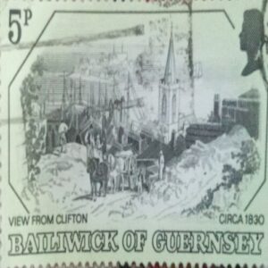 USED -BAILIWICK OF GUERNSEY 5P CIRCA 1830 POSTAGE STAMP. USED -BAILIWICK OF GUERNSEY 5P CIRCA 1830 POSTAGE STAMP.