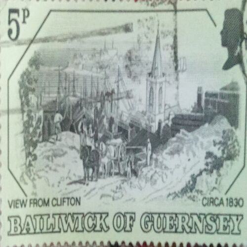 USED -BAILIWICK OF GUERNSEY 5P CIRCA 1830 POSTAGE STAMP. USED -BAILIWICK OF GUERNSEY 5P CIRCA 1830 POSTAGE STAMP.