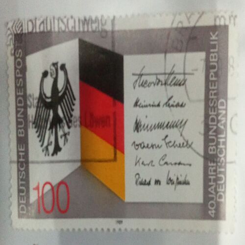 USED- 100 DEUTSCHE BUNDESPOST 40 JAHRE BUNDESREPUBLIK DEUTSCHLAND POSTAGE STAMP.