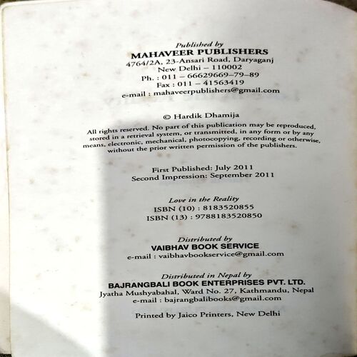 Love In The Reality (pages 190) (Hardik Dhamija)