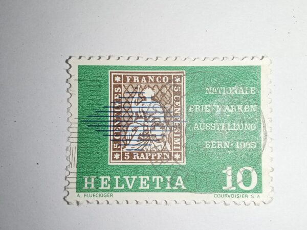 USED - HELVETIA 10 POSTAGE STAMP USED - HELVETIA 10 POSTAGE STAMP
