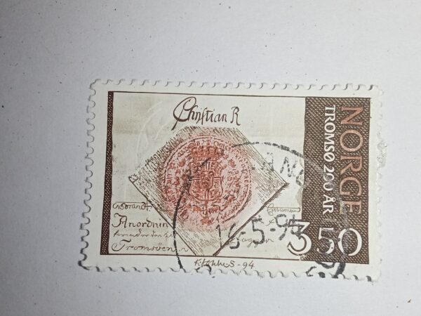 USED - NORGE 3.50 POSTAGE STAMP USED - NORGE 3.50 POSTAGE STAMP